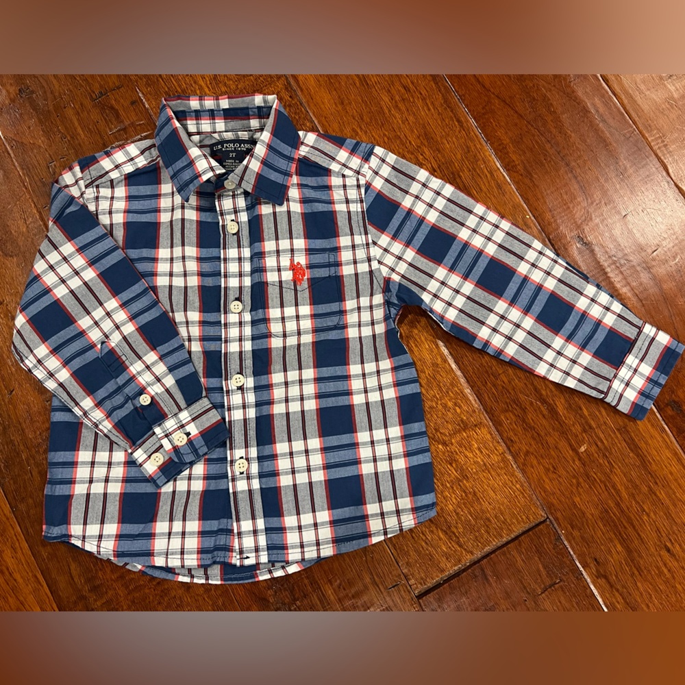U.S. Polo Assn. Navy and Red Plaid Shirt